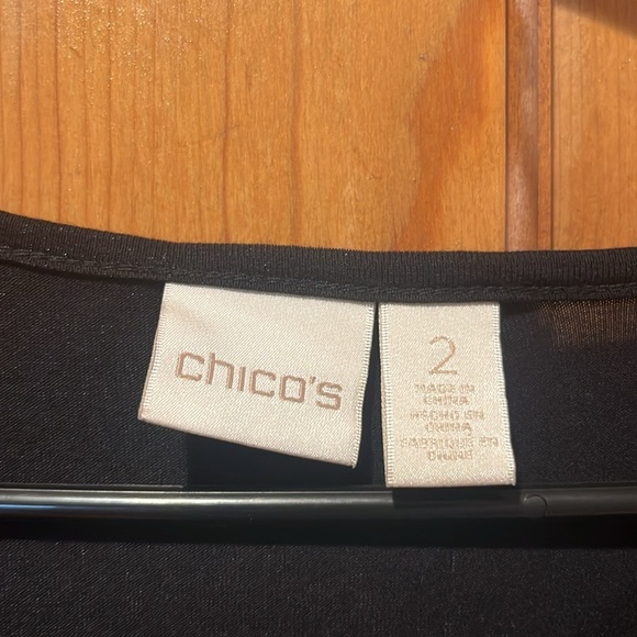 Chicos women’s black burnout velvet floral top size 2 ( L/12) . - Picture 2 of 6